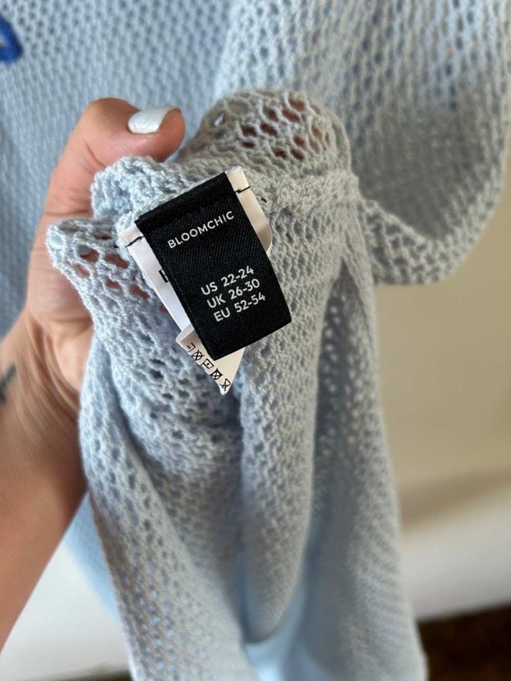 BloomChic Light Blue Open-Knit Sweater Cover-Up - Picture 4 of 6